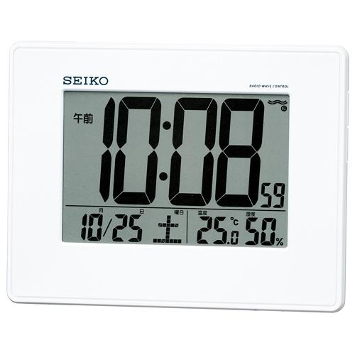 SEIKO 電波デジタル 掛け置き兼用 温湿度表示付き 目覚まし時計 SQ770W