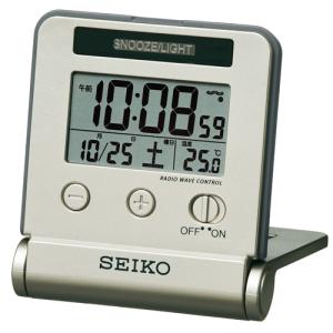 SEIKO トラベラ 電波 デジタル 目覚まし時計 カレンダー／温度表示機能付き  自動点灯タイプ SQ772G｜re-net