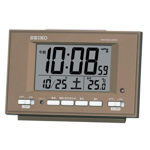 SEIKO 夜でも見える自動点灯タイプ 目覚まし時計 電波クロック SQ778B