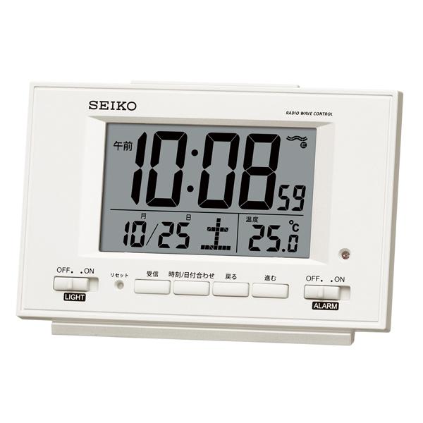 SEIKO 夜でも見える自動点灯タイプ 目覚まし時計 電波クロック SQ778W
