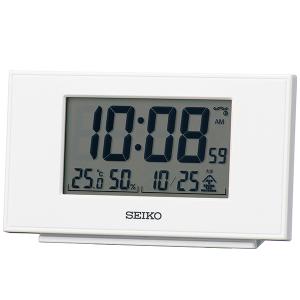 SEIKO 電波 デジタル 目覚まし時計 カレンダー／温湿度表示機能付き ステップダウンスヌーズ  SQ790W｜re-net
