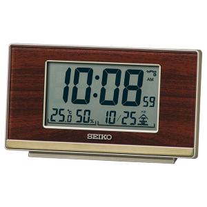 SEIKO 電波 デジタル 目覚まし時計 カレンダー／温湿度表示機能付き ステップダウンスヌーズ  SQ793B｜re-net