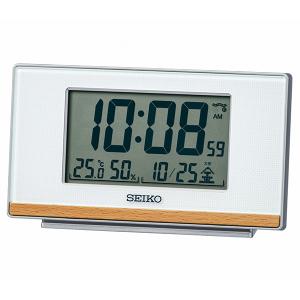 SEIKO 電波 デジタル 目覚まし時計 カレンダー／温湿度表示機能付き ステップダウンスヌーズ  SQ793W｜re-net