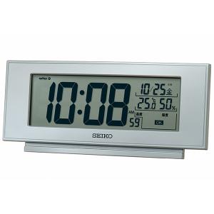 SEIKO 電波 デジタル 目覚まし時計 カレンダー／快適度・温湿度表示機能付き ステップダウンスヌーズ  SQ794S｜re-net