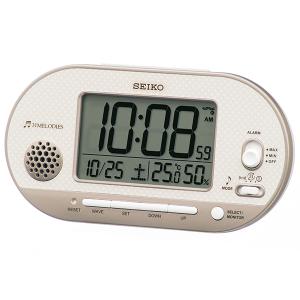 SEIKO 電波 デジタル メロディ付き 目覚まし時計 カレンダー／温湿度表示機能付き  SQ795G｜re-net