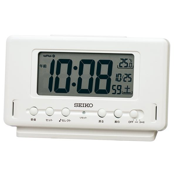 SEIKO 電波 デジタル メロディ付き 目覚まし時計 カレンダー／温湿度表示機能付き  SQ796...