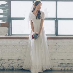 マキシワンピース ウエディングドレスシフォン 韓国風