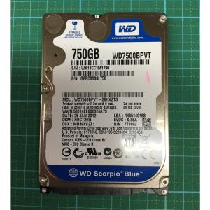 【中古HDD2.5インチ】ノートパソコン用　WD　WDC　SATA　750ＧＢ　使用1000時間以内　データ消去済　交換増設用　動作確認済
