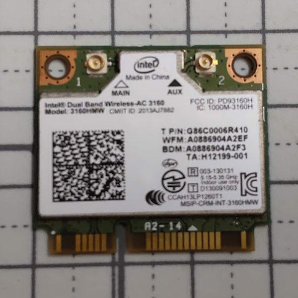 【中古無線LANカード　ノートパソコン用】Intel Dual Band 3160HMW