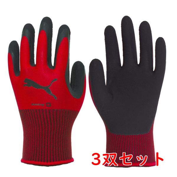 【サイズ：M】 3双セット プーマ 作業用手袋 背抜き手袋 PUMA WORK GLOVES 天然ゴ...