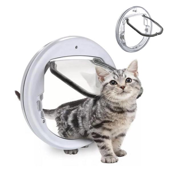 ペットドア 猫 出入り口 キャットドア 小型犬 猫ドア ペット 透明 円形 半自動 取り付け 引き戸...