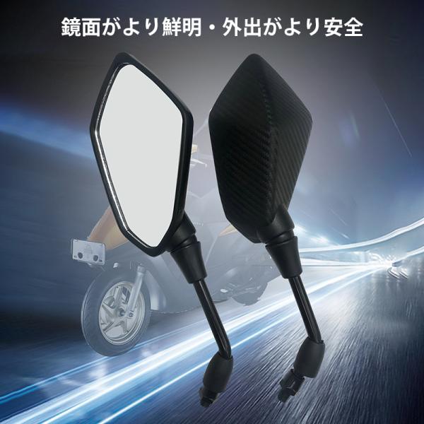 送料無料 バイクパーツ バイク用品 バイクミラー バックミラー スクエア 凸面ミラー 8mm 10m...