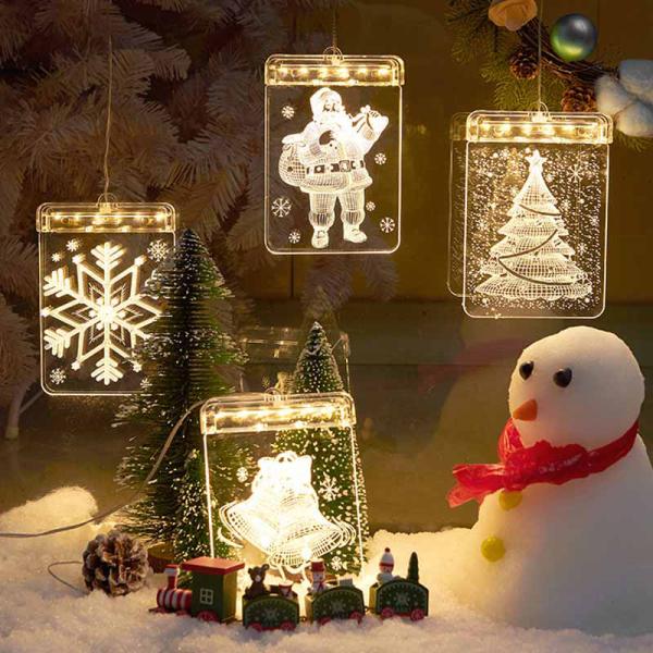 クリスマスイルミネーションライト クリスマスツリーLED電飾 吸盤式 壁掛け 電池式 電球色 可愛い...