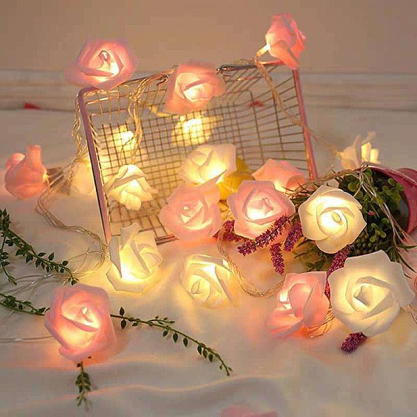 イルミネーションライト クリスマスライト飾り バラの花 電飾 電池式 点滅ライトクリスマスツリー飾り...