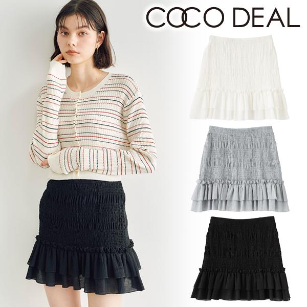 ＼SALE50%OFF／土日も即日発送/COCODEAL ココディール シャーリングフリルミニスカー...