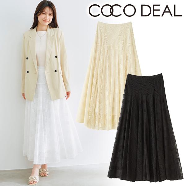 ＼SALE50%OFF／土日も即日発送/COCODEAL ココディール チェックレースフレアスカート...
