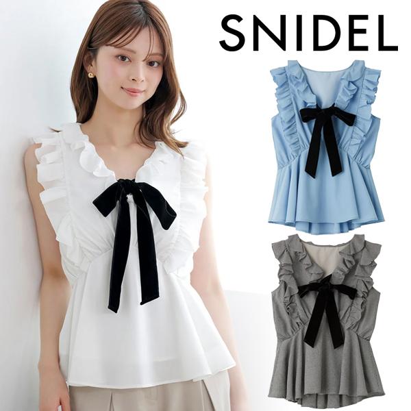 ＼期間限定10%OFF／予約商品/SNIDEL スナイデル フリルボウタイノースリブラウス SWFB...