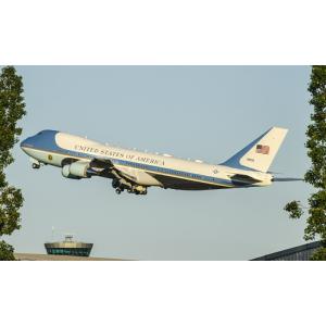 絵画風 壁紙ポスター (はがせるシール式) アメリカ合衆国大統領専用機 VC-25A エアフォースワン キャラクロ 747A-003W2(ワイド版 603mm×376mm)＜日本製＞｜real-inter