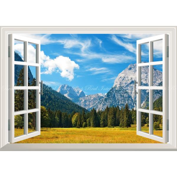 絵画風 壁紙ポスター (はがせるシール式) アルプス大自然の景色 西アルプス山脈 【窓仕様】 キャラ...