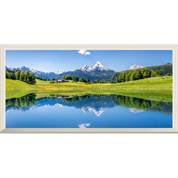 絵画風 壁紙ポスター (はがせるシール式) アルプスの景色 逆さヴァッツマン パノラマ【扉なし窓仕様...