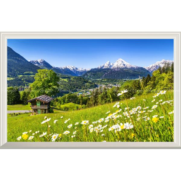 絵画風 壁紙ポスター (はがせるシール式) アルプス山脈 ヴァッツマンとカモミール 【扉なし窓仕様】...