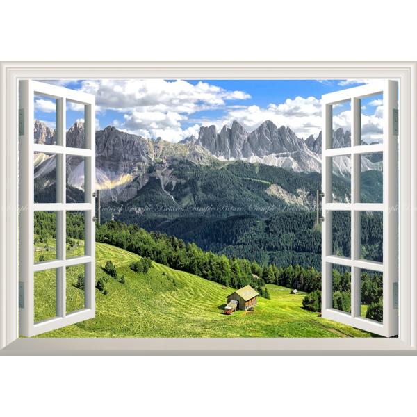 絵画風 壁紙ポスター (はがせるシール式) アルプスの景色 東アルプス山脈 イタリア 【窓仕様】 キ...
