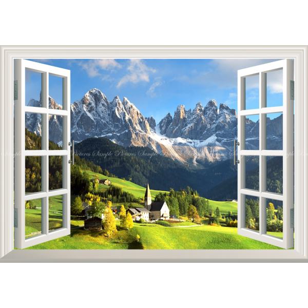 絵画風 壁紙ポスター (はがせるシール式) アルプスの景色 東アルプス山脈 イタリア 【窓仕様】 キ...