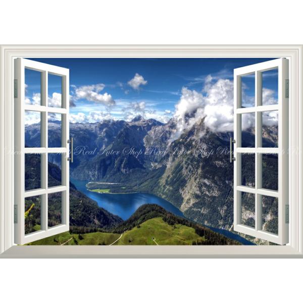 絵画風 壁紙ポスター (はがせるシール式) バイエルンアルプスの広大な景色 【窓仕様】 キャラクロ ...