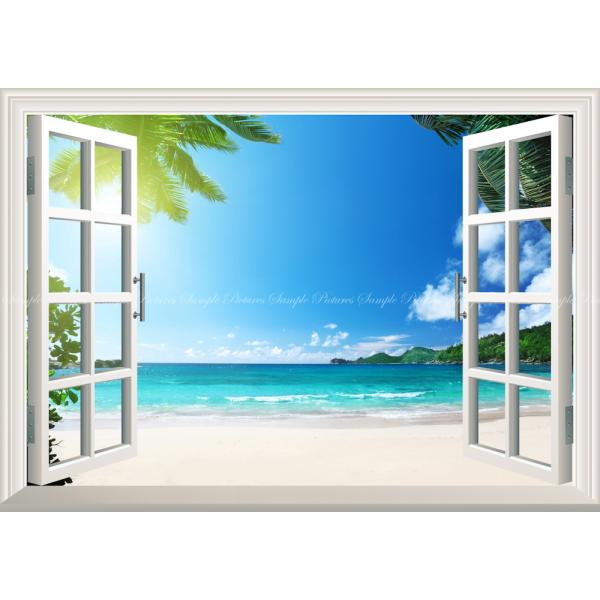 絵画風 壁紙ポスター (はがせるシール式) トロピカル ビーチ バリ島 インドネシア 海 【窓仕様】...