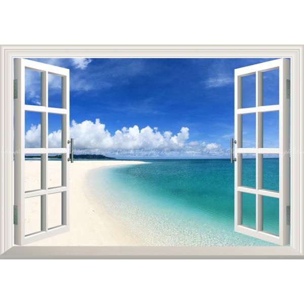 絵画風 壁紙ポスター (はがせるシール式) 爽快な海と空と砂浜のビーチ マヨルカ島 【窓仕様】 キャ...