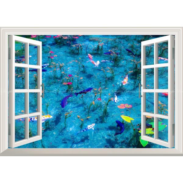 絵画風 壁紙ポスター (はがせるシール式) -地球の撮り方- まるで絵画 関市のモネの池 【窓仕様】...