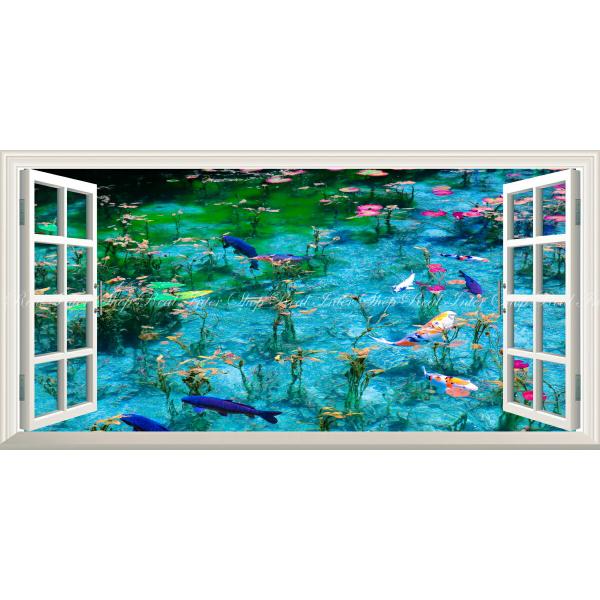 絵画風 壁紙ポスター (はがせるシール式) -地球の撮り方- まるで絵画 モネの池 パノラマ 【窓仕...