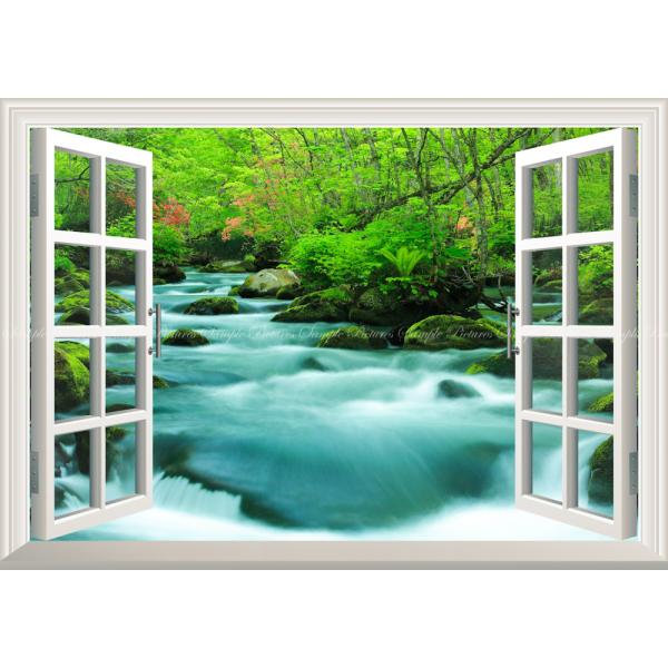 絵画風 壁紙ポスター (はがせるシール式) -地球の撮り方- ツツジ映える新緑の奥入瀬渓流 十和田市...