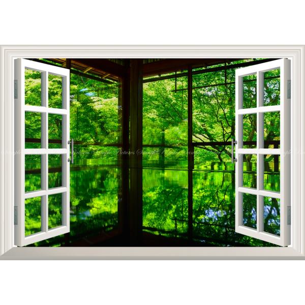 絵画風 壁紙ポスター (はがせるシール式) -地球の撮り方- 新緑が反射する床もみじ 京都 瑠璃光院...