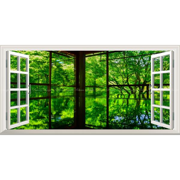 絵画風 壁紙ポスター (はがせるシール式) -地球の撮り方- 新緑が反射する床もみじ 京都 瑠璃光院...