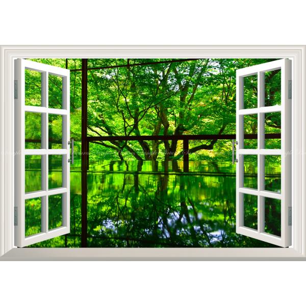 絵画風 壁紙ポスター (はがせるシール式) -地球の撮り方- 新緑が反射する床もみじ 京都 瑠璃光院...