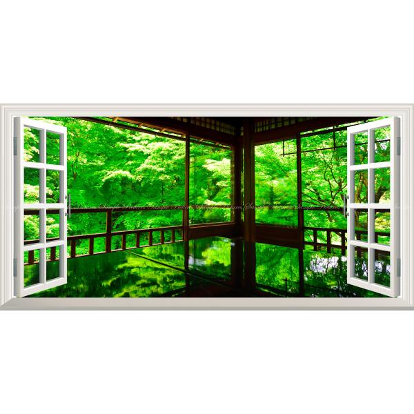 絵画風 壁紙ポスター (はがせるシール式) -地球の撮り方- 新緑が反射する床もみじ 京都 瑠璃光院...