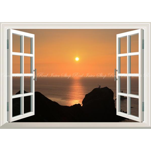 絵画風 壁紙ポスター (はがせるシール式) -地球の撮り方- 夕日の十字架 神威岬の夕日 積丹半島 ...