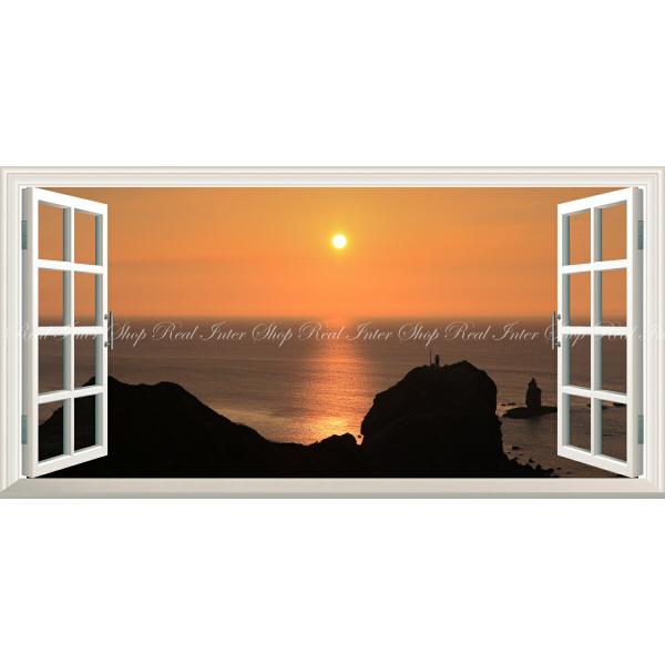 絵画風 壁紙ポスター (はがせるシール式) -地球の撮り方- 夕日の十字架 神威岬の夕日 積丹半島 ...