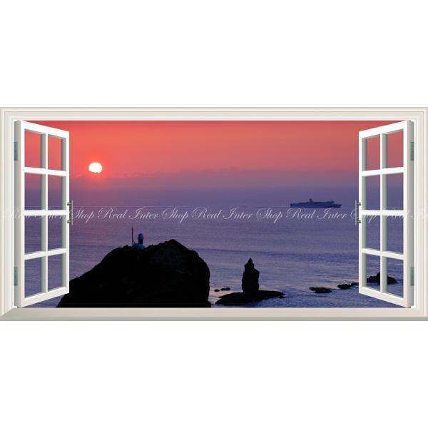 絵画風 壁紙ポスター (はがせるシール式) -地球の撮り方- 夕日の十字架 神威岬の夕日 積丹半島 ...