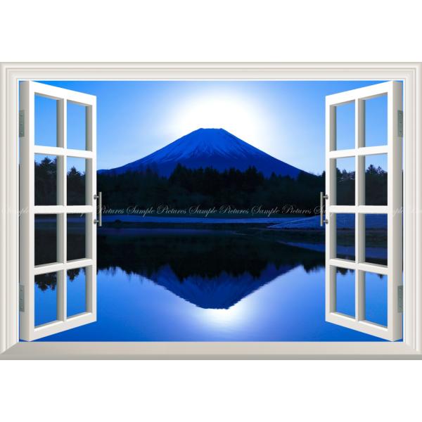 絵画風 壁紙ポスター (はがせるシール式) -地球の撮り方- 富士本栖湖リゾートの初日の出のダブルダ...