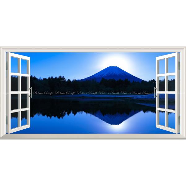 絵画風 壁紙ポスター (はがせるシール式) -地球の撮り方- 富士本栖湖の初日の出のダブルダイヤモン...