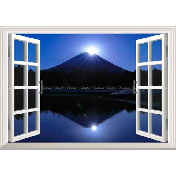 絵画風 壁紙ポスター (はがせるシール式) -地球の撮り方- 富士本栖湖リゾートの初日の出のダブルダ...