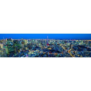 絵画風 壁紙ポスター (はがせるシール式) -地球の撮り方- 東京タワーを一望 六本木ヒルズ展望台 夜景 キャラクロ C-ZJP-104X1(パノラマX版 2210mm×576mm)｜real-inter
