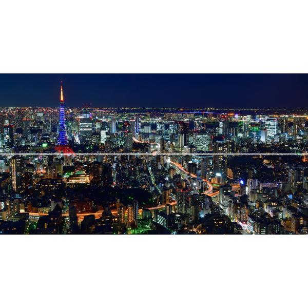 絵画風 壁紙ポスター (はがせるシール式) 【特大上下2枚仕様】-地球の撮り方- 東京タワーを一望 ...