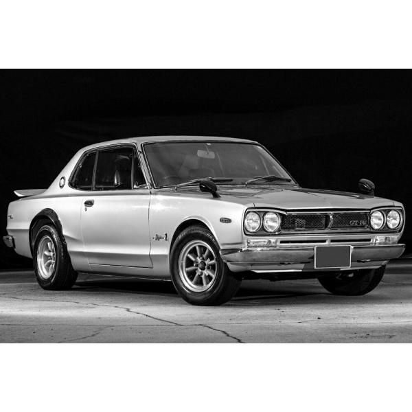 絵画風 壁紙ポスター (はがせるシール式) 日産 スカイライン 2000GT-R 初代 後期型 ハコ...