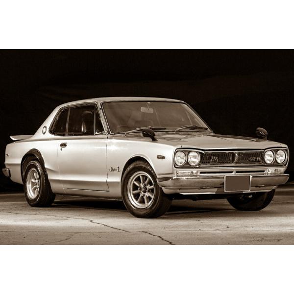 絵画風 壁紙ポスター (はがせるシール式) 日産 スカイライン 2000GT-R 初代 後期型 ハコ...