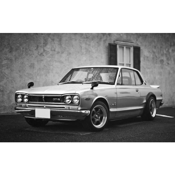 絵画風 壁紙ポスター (はがせるシール式) 日産 スカイライン 2000GT-R 初代 後期型 ハコ...