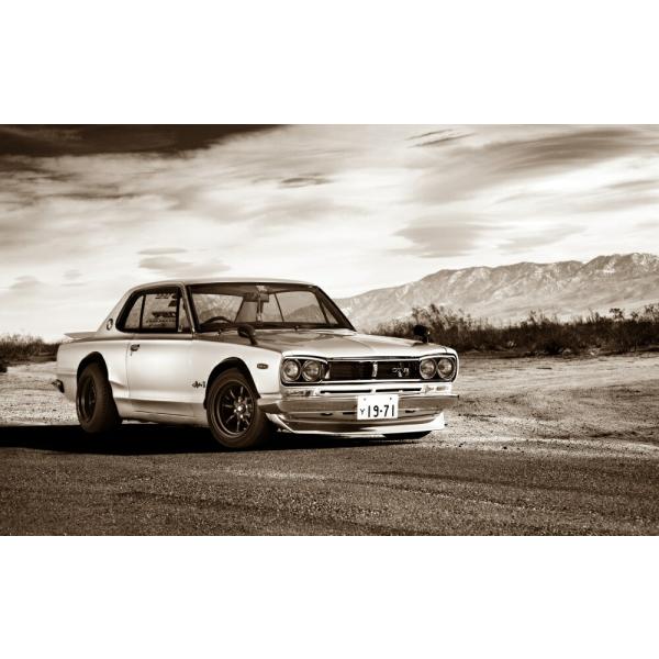 絵画風 壁紙ポスター (はがせるシール式) 日産 スカイライン 2000GT-R 初代 ハコスカ キ...