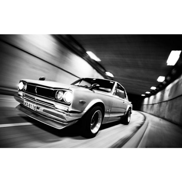 絵画風 壁紙ポスター (はがせるシール式) 日産 スカイライン 2000GT-R 初代 ハコスカ キ...